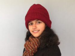 double layered hand knit maroon beanie