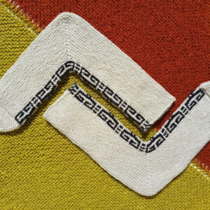beige hand knit motif panel socks