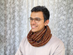 hand knit reversible cowl in shades autumn
