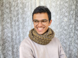 brown tonal hand knit textured cowl