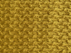 hand knit mustard yellow cables of love baby blanket details